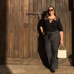 Lane Bryant High Waist Tie Waist Wide Leg Pants